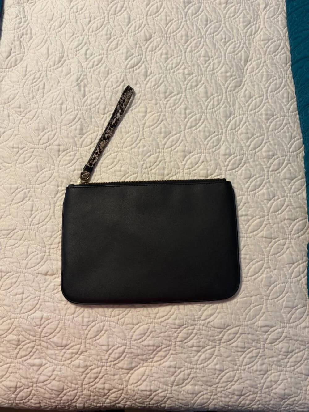 Ralph Lauren Leather and Faux Snake Skin Clutch with Floral Design